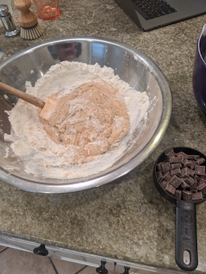 mixing flour and sugar/butter