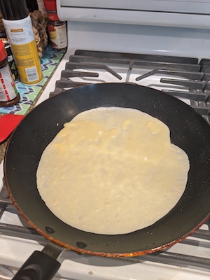 Crepes in pan