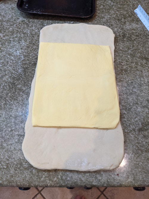 butter block on dough