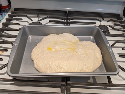 dough in pan unrisen