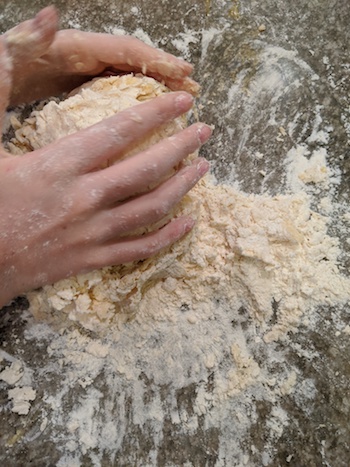 Kneading pasta dough