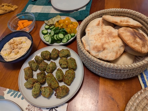 with flatbread and hummus