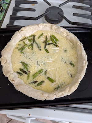 egg mixutre in pie shell