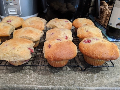 Raspberry rhubarb muffins