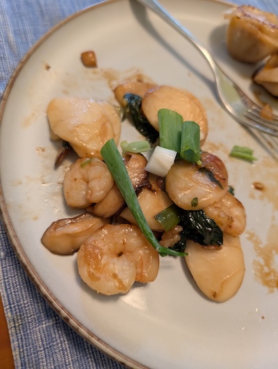 Ricecake shrimp stirfry