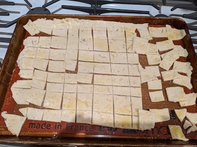 crackers cut into squares