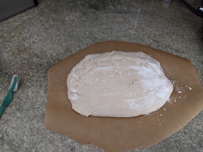 dough scored on parchment