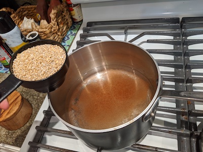 add oats to boiling water