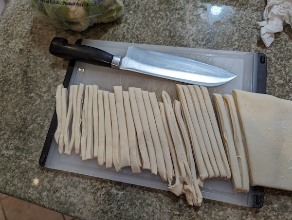 slicing dough